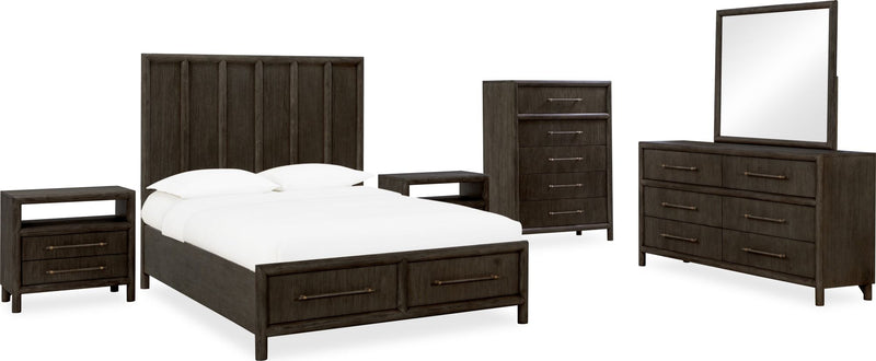 Dorsey Two Drawer USB-charging Nightstand in Basalt Grey