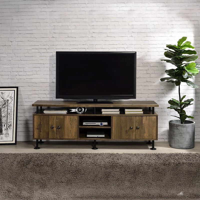 Ensata II - TV Stand - Rustic Oak & Black - R&R Furniture Gallery (Fountain Valley, CA)