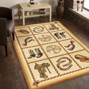 Tribes - 5'3" X 7'3" Southwest Area Rug - Beige - R&R Furniture Gallery (Fountain Valley, CA)