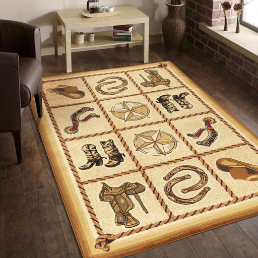 Tribes - 5'3" X 7'3" Southwest Area Rug - Beige - R&R Furniture Gallery (Fountain Valley, CA)