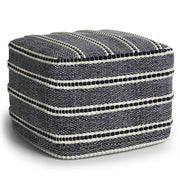 Corrie - Square Outdoor / Indoor Pouf - Navy / White - R&R Furniture Gallery (Fountain Valley, CA)