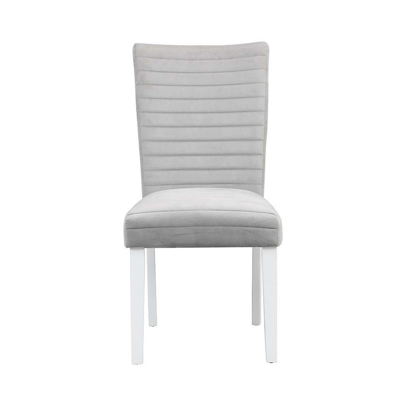 Elizaveta - Side Chair (Set of 2) - Gray Velvet &White High Gloss - R&R Furniture Gallery (Fountain Valley, CA)