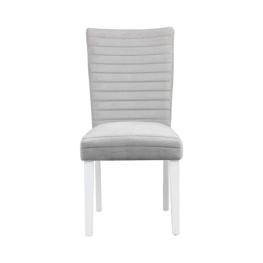 Elizaveta - Side Chair (Set of 2) - Gray Velvet &White High Gloss - R&R Furniture Gallery (Fountain Valley, CA)
