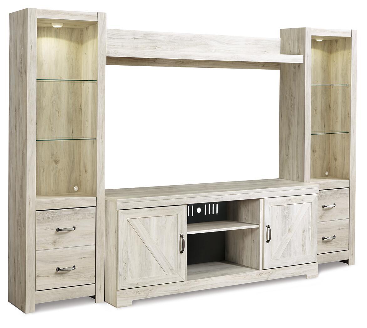 Bellaby Entertainment Center by Signature Design by Ashley® with TV stand, shelving, and rustic wood finish