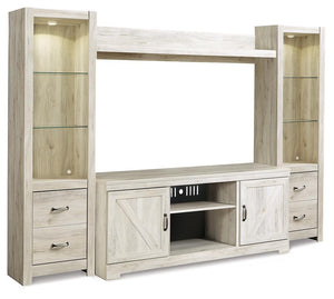 Bellaby Entertainment Center by Signature Design by Ashley® with TV stand, shelving, and rustic wood finish