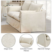 Shane - Loveseat With 2 Pillows - Beige Linen - R&R Furniture Gallery (Fountain Valley, CA)