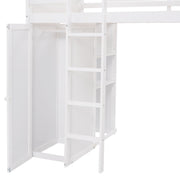 DreamHaus loft bed with standalone bed, shelves, desk, and wardrobe, showcasing a compact multi-functional bedroom furniture setup.