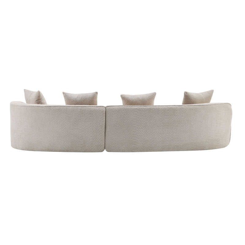 Elegant curved sectional sofa by Noble House with full foam cushions, showcasing plush seating and stylish design.