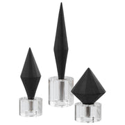 Set of three Alize Sculptures by Uttermost featuring modern abstract figurines in neutral tones, decorative home accents.