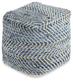 Chevron - Pouf - Blue - R&R Furniture Gallery (Fountain Valley, CA)