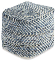 Chevron - Pouf - Blue - R&R Furniture Gallery (Fountain Valley, CA)