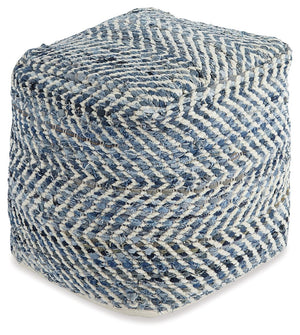 Chevron - Pouf - Blue - R&R Furniture Gallery (Fountain Valley, CA)
