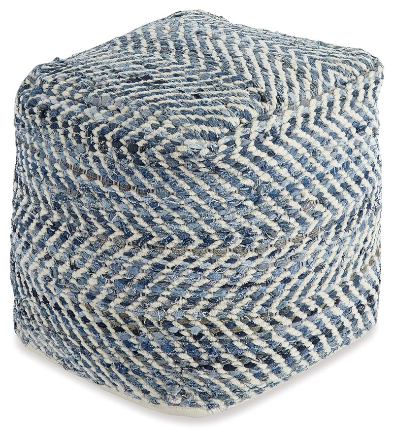Chevron - Pouf - Blue - R&R Furniture Gallery (Fountain Valley, CA)