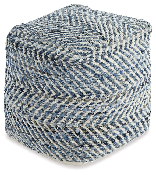 Chevron - Pouf - Blue - R&R Furniture Gallery (Fountain Valley, CA)