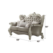Versailles - Loveseat With 4 Pillows - Vintage Gray Synthetic Leather & Bone White - R&R Furniture Gallery (Fountain Valley, CA)