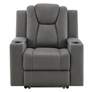 Leuco - Power Motion Recliner With Cup Holder, Control, LED & Power Headrest - Gray - R&R Furniture Gallery (Fountain Valley, CA)