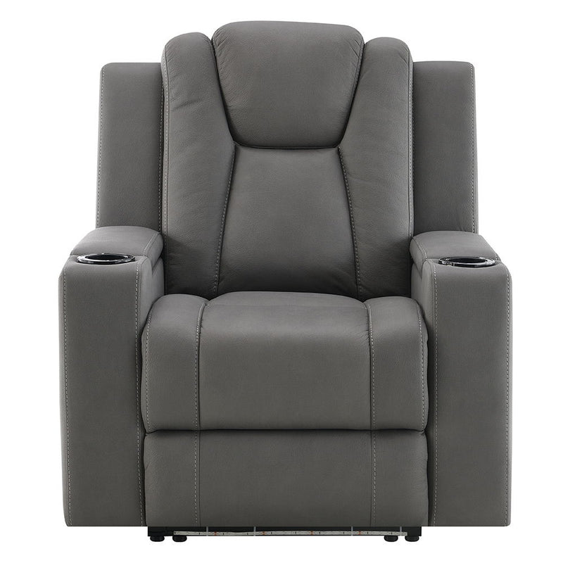 Leuco - Power Motion Recliner With Cup Holder, Control, LED & Power Headrest - Gray - R&R Furniture Gallery (Fountain Valley, CA)