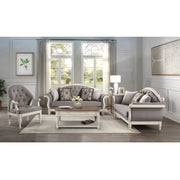 Florian - Chair - Gray Fabric & Antique White - R&R Furniture Gallery (Fountain Valley, CA)