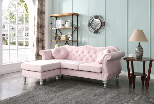 Glory Furniture Hollywood stationary sectional sofa with chaise, plush upholstery and modern design, shown in a living room setting.