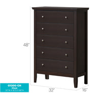 Glory Furniture Primo accent chest with wood finish and decorative hardware, featuring multiple drawers for stylish storage.