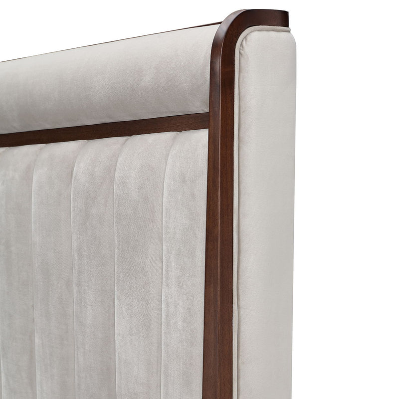 Houston - Eastern King Channel Tufted Panel Bed - Porcini / Walnut - R&R Furniture Gallery (Fountain Valley, CA)
