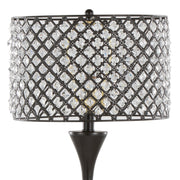 Contemporary Topaz table lamp by Lumi Source featuring a sleek, modern design with a textured blue ceramic base and white fabric shade.
