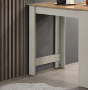 Lilola Home Alonzo small space counter height dining table with cabinet and drawer storage in a modern wood finish.