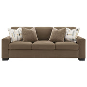 Darya - Sofa With 4 Pillows - Brown Suede Fabric - R&R Furniture Gallery (Fountain Valley, CA)