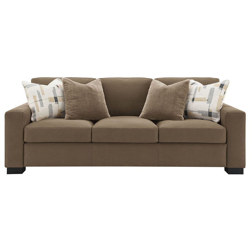 Darya - Sofa With 4 Pillows - Brown Suede Fabric - R&R Furniture Gallery (Fountain Valley, CA)