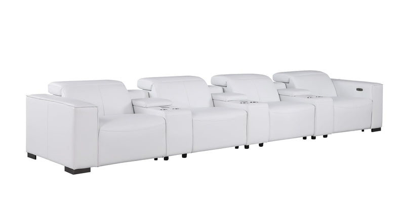 1208 - 7 Piece Leather Sofa With 4 Power Recliners And Power Headrests