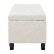 Noble House upholstered storage ottoman bench with cushioned top and wooden legs, functional and stylish home furniture piece.