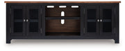 Wildenauer - XL TV Stand With Fireplace Option - Brown / Black - R&R Furniture Gallery (Fountain Valley, CA)