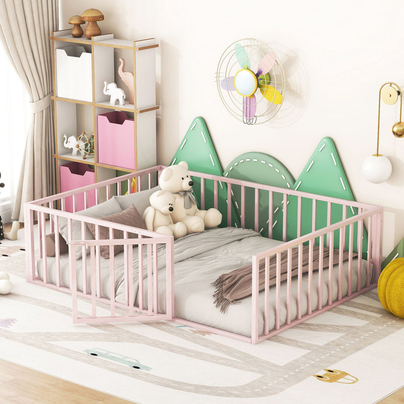 Metal Floor Bed Frame With Fence And Door - R&R Furniture Gallery (Fountain Valley, CA)