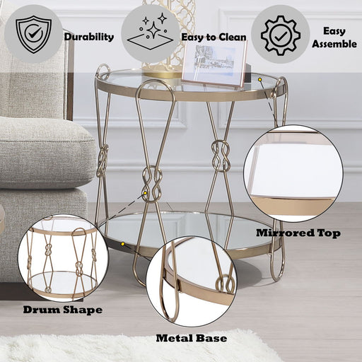 Zekera - End Table - Mirrored & Champagne - R&R Furniture Gallery (Fountain Valley, CA)