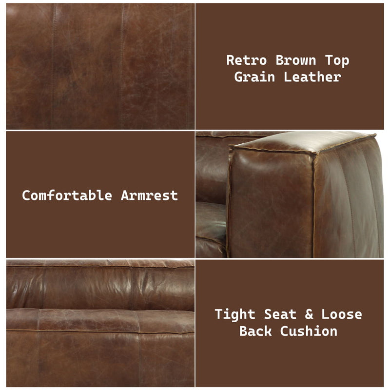 Brancaster - Sofa - Retro Brown Top Grain Leather - R&R Furniture Gallery (Fountain Valley, CA)