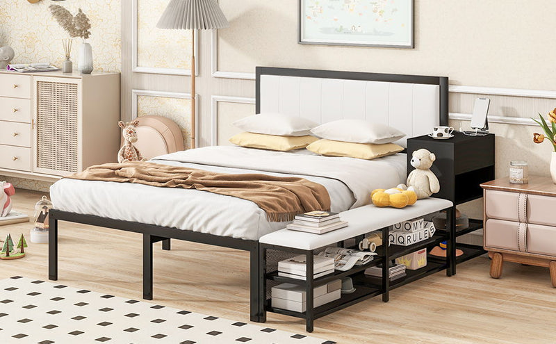 Platform Bed With 2 Tier Storage Shelves, Storage Cabinet - R&R Furniture Gallery (Fountain Valley, CA)