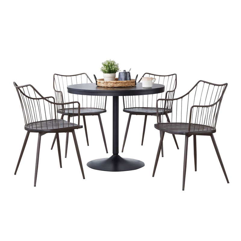 Lumi Source Dakota Winston 5-piece contemporary dining set with black, brown, and dark walnut finish, including table and chairs.