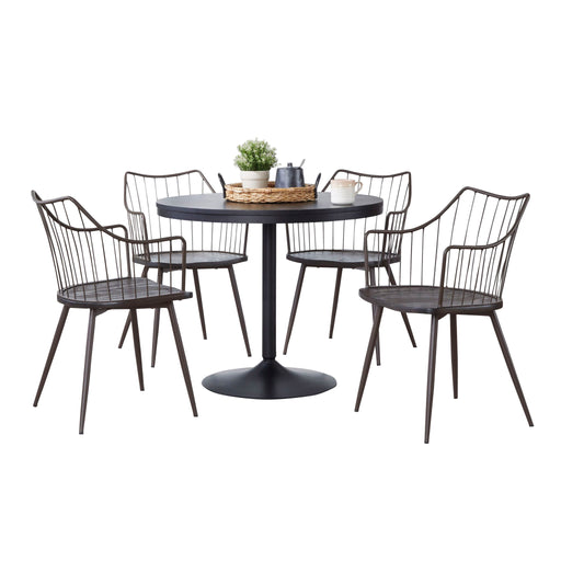 Lumi Source Dakota Winston 5-piece contemporary dining set with black, brown, and dark walnut finish, including table and chairs.