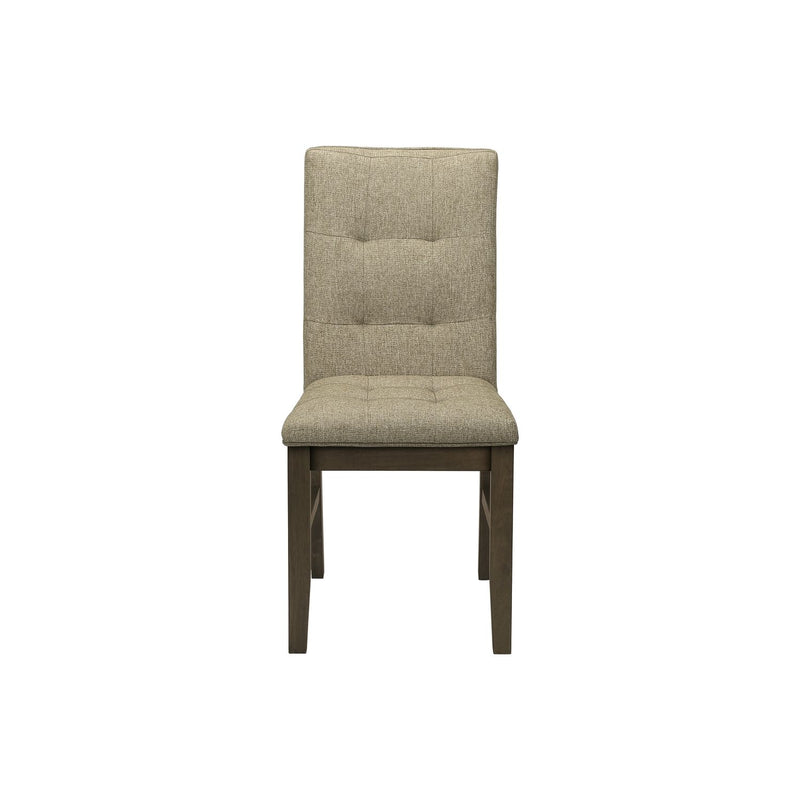 Set of two 8th Street brown dining chairs with wooden legs, featuring a comfortable padded seat and stylish design.