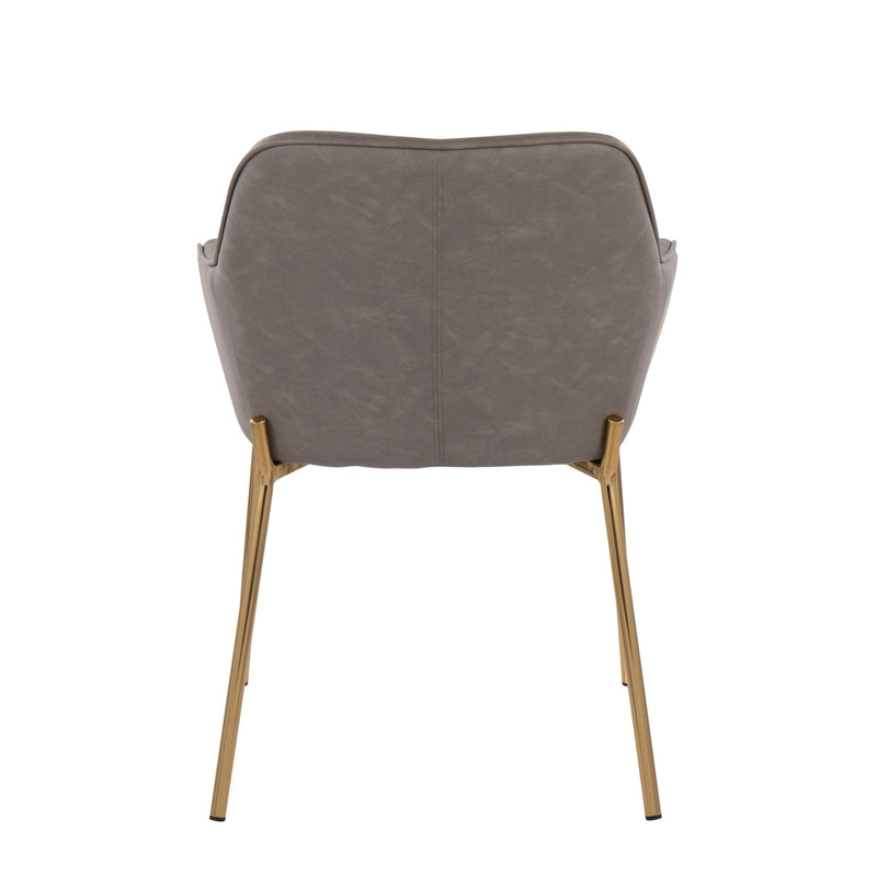 Pair of Lumi Source Daniella contemporary dining chairs with sleek wooden legs and upholstered seats, set of two.