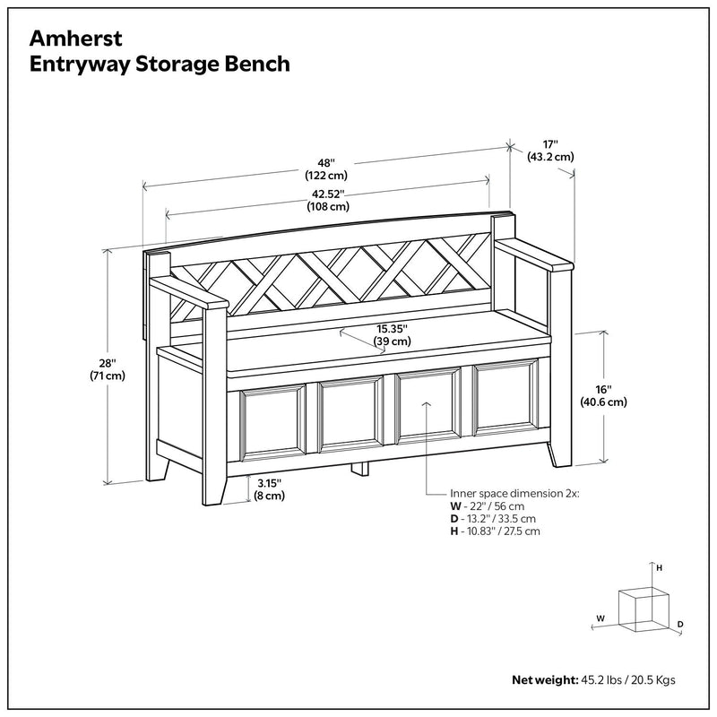Amherst - Compact Entryway Storage Bench - R&R Furniture Gallery (Fountain Valley, CA)