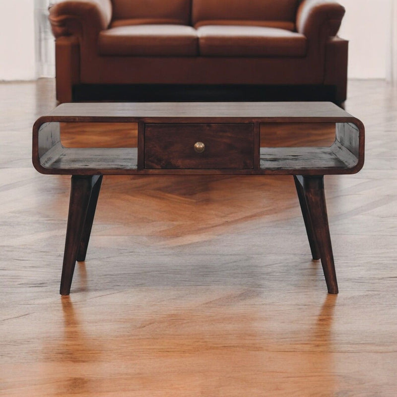 Solid Wood Curved Coffee Table - R&R Furniture Gallery (Fountain Valley, CA)