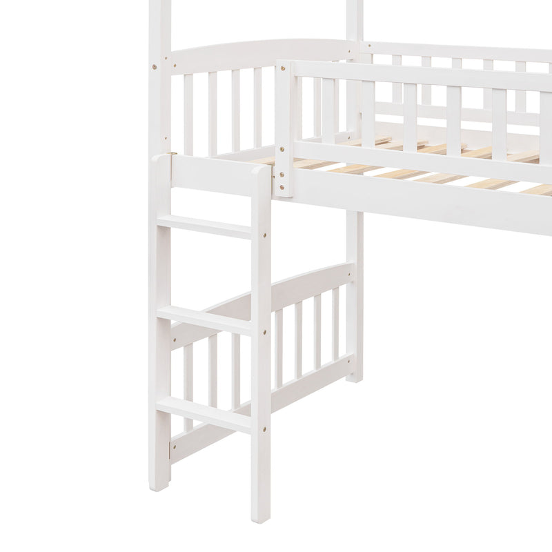 DreamHaus loft bed with slide, featuring a sturdy wooden frame, ladder, and playful slide for kids' bedroom fun.