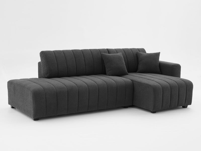 Urban Retreats Jessica lamb wool sectional sofa with chaise, stationary living room furniture in a modern design.