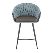 Lumi Source Matisse braided contemporary counter height chair with wooden legs and woven seat, 24-27 inches tall.