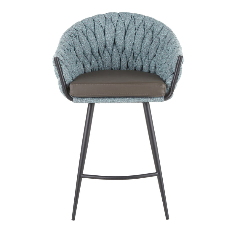 Lumi Source Matisse braided contemporary counter height chair with wooden legs and woven seat, 24-27 inches tall.