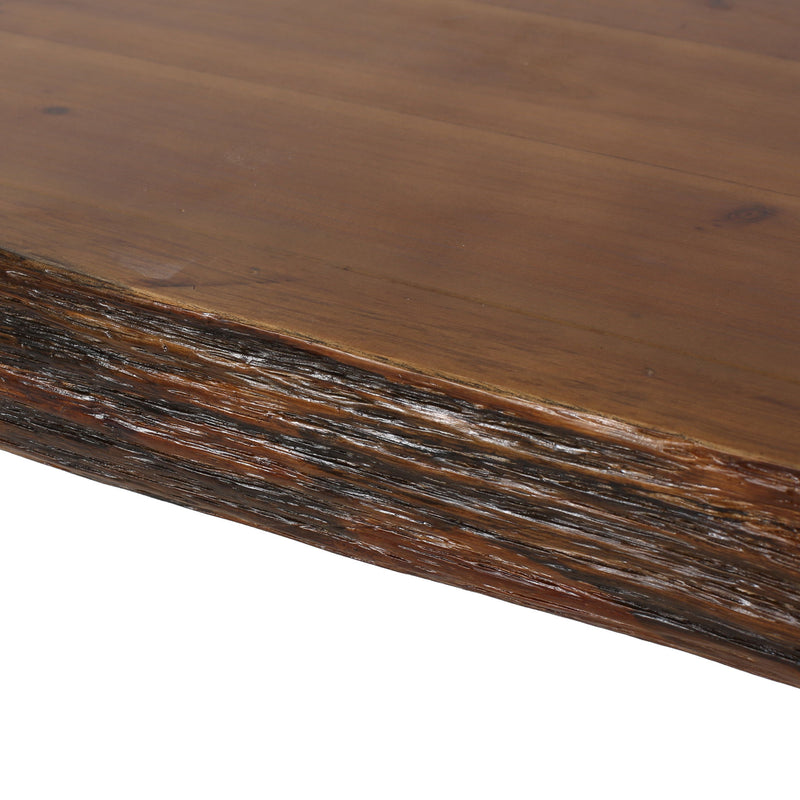 Modern industrial faux live edge dining table with hairpin legs by Noble House, featuring a natural wood finish and sleek design.