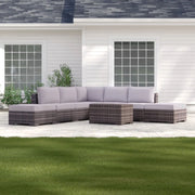 Outdoor 6 Person Wicker Seating Group With Cushions - Gray Mix - R&R Furniture Gallery (Fountain Valley, CA)
