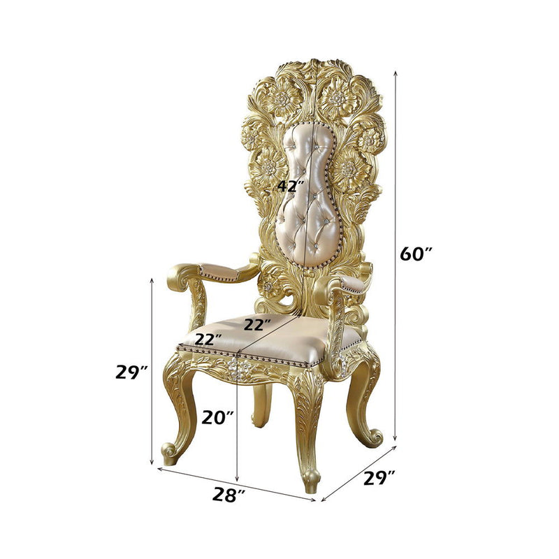 Cabriole - Arm Chair (Set of 2) - Light Gold Synthetic Leather & Gold - R&R Furniture Gallery (Fountain Valley, CA)