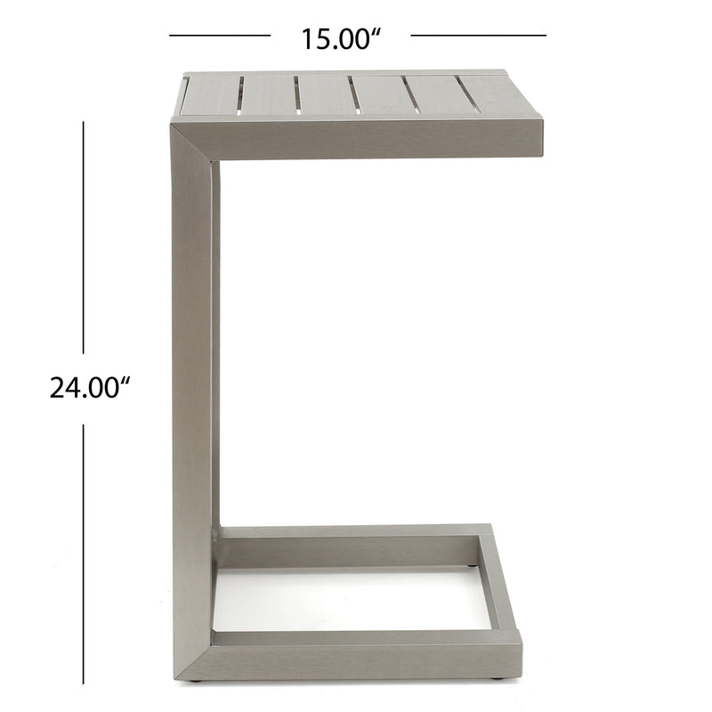Aluminum Outdoor C - Shaped Side Table For Patio - R&R Furniture Gallery (Fountain Valley, CA)